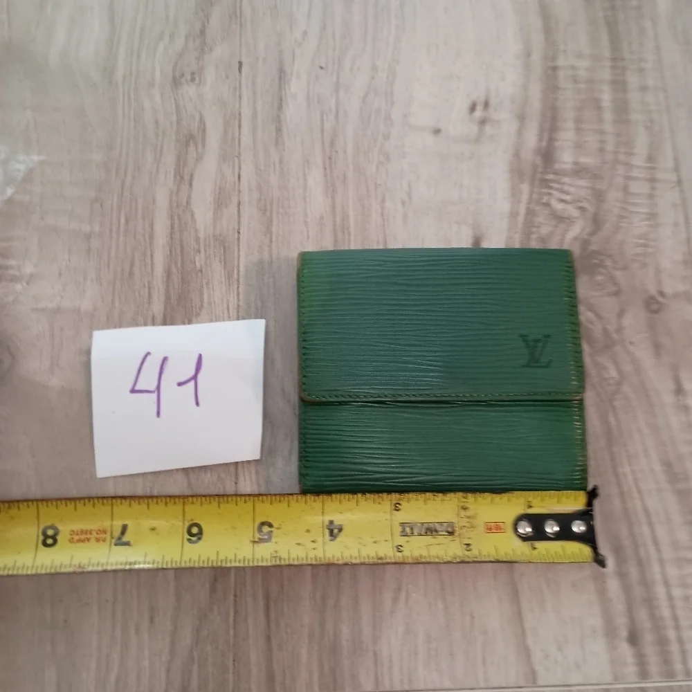 Authentic Louis Vuitton Green Epi Leather LV Embossed Logo Trifold Wallet